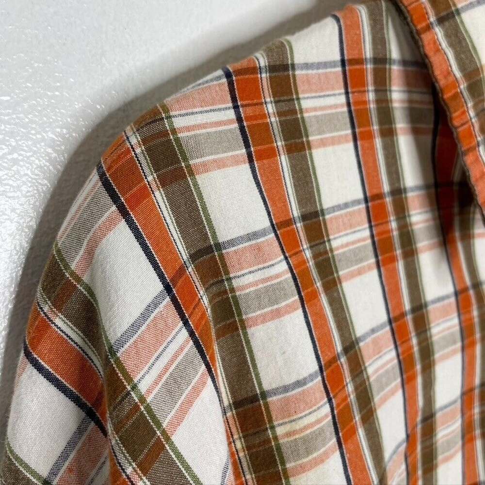 BKE Western Plaid Shirt Checked Rodeo Orange Long Sleeve XL Men's Button Up